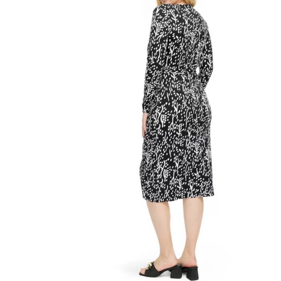 DVF Long Sleeve Midi Sea Spots Black Wrap Dress NWT Diane von Furstenberg - Picture 2 of 9